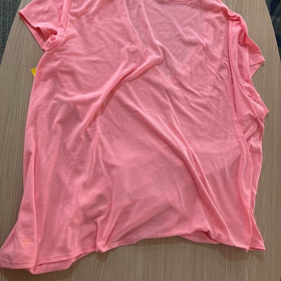 All In Motion Activewear T Shirt 3X Bright Pink Ribbed Polyester Spandex Twist - Picture 3 of 3
